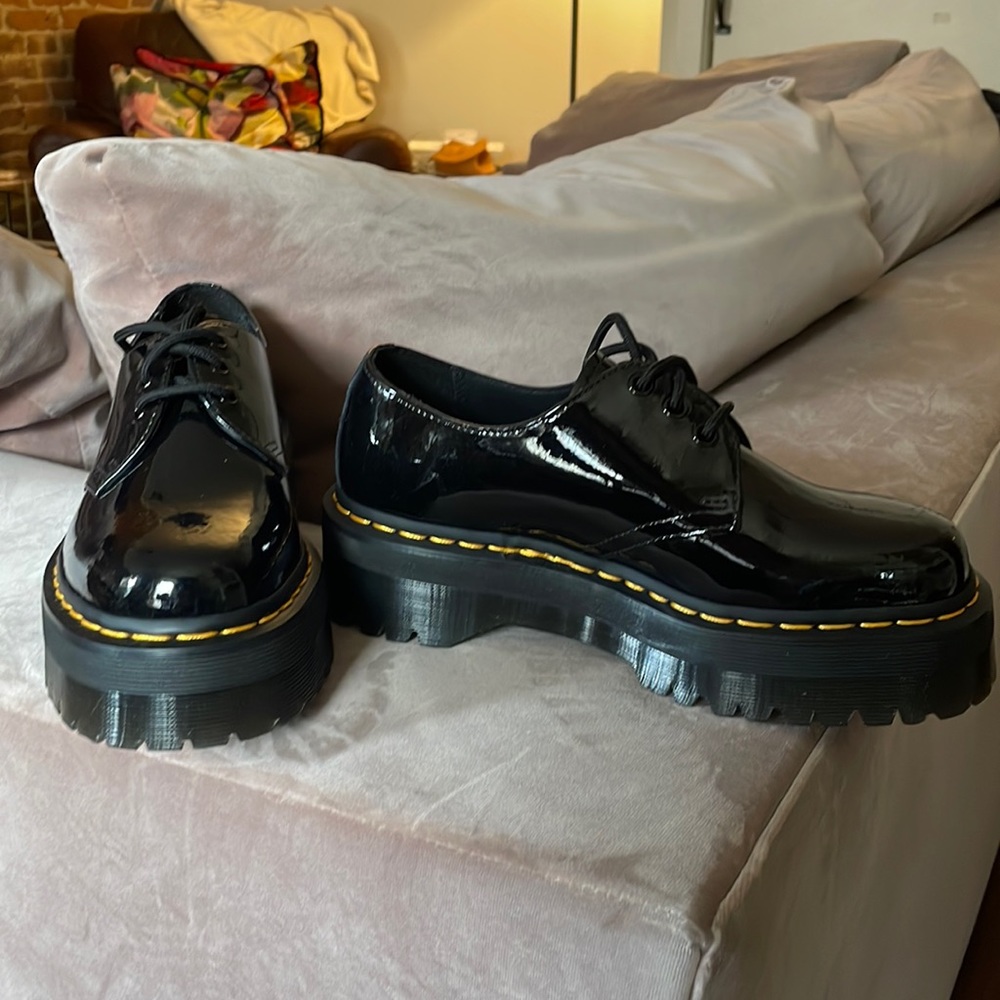 Dr. Martens 1461 Quad Patent Platform Lace Up Oxfords L8/M7/EUR39 Black $140
